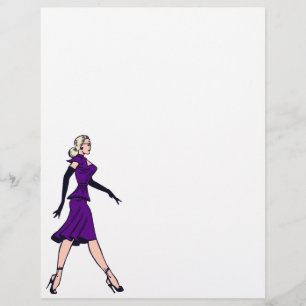 Prospectus 21,6 Cm X 24,94 Cm Fille de Glamour Vintage, Secrétaire Blonde Rétro