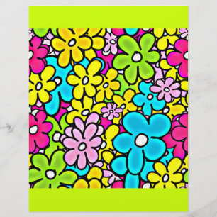 PROSPECTUS 21,6 CM X 24,94 CM FLEURS COLORÉES 2CLAIRES MOTIF FUN PARTY Y