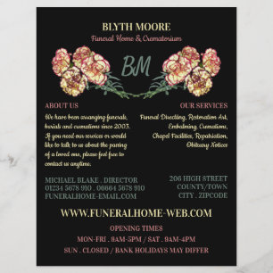 Prospectus 21,6 Cm X 24,94 Cm Fleurs d'oeillets, Maison funéraire, Directeurs