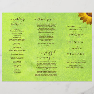 Prospectus 21,6 Cm X 24,94 Cm Fleurs jaunes sur Mariage vert Abstrait