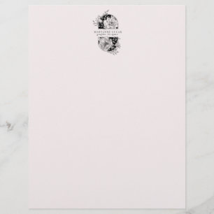 Prospectus 21,6 Cm X 24,94 Cm Floral noir et blanc élégant