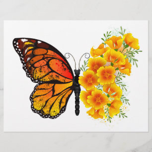Prospectus 21,6 Cm X 24,94 Cm Flower Butterfly with Yellow California Poppy