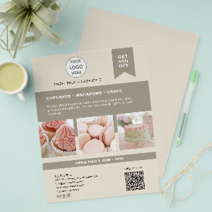 Prospectus 21,6 Cm X 24,94 Cm Flyer beige personnalisé pour boulangerie
