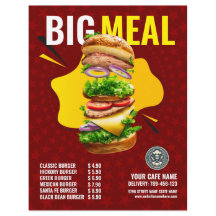 Flyer d'affichage du menu hamburger créatif