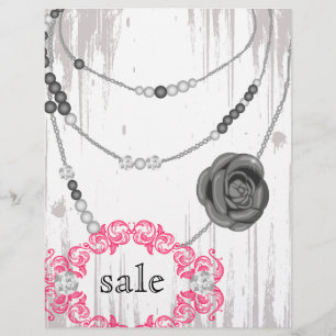 Prospectus 21,6 Cm X 24,94 Cm Flyer de bijoux Collier Rose Gris Rose