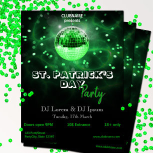 Prospectus 21,6 Cm X 24,94 Cm Flyer de fête de la Saint-Patrick avec boule disco