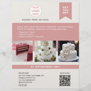 Prospectus 21,6 Cm X 24,94 Cm Flyer de gâteaux de boulangerie à logo personnalis