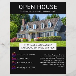Prospectus 21,6 Cm X 24,94 Cm Flyer de maison ouverte de biens immobiliers minim