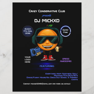 Prospectus 21,6 Cm X 24,94 Cm Flyer de musique et de danse DJ Orange