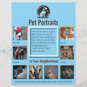Prospectus 21,6 Cm X 24,94 Cm Flyer de session de photographie animale avec QR C