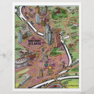 Prospectus 21,6 Cm X 24,94 Cm Flyer du centre-ville d'Atlanta Georgia