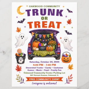 Prospectus 21,6 Cm X 24,94 Cm Flyer pour la fête d'Halloween Community Trunk or