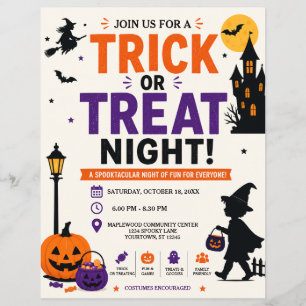 Prospectus 21,6 Cm X 24,94 Cm Flyer pour la Nuit des Friandises ou un Sort