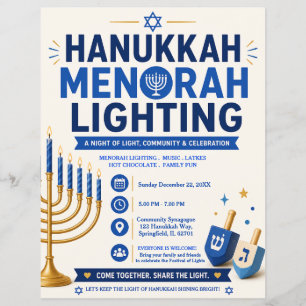 Prospectus 21,6 Cm X 24,94 Cm Flyer pour l'allumage de la Hanukkah