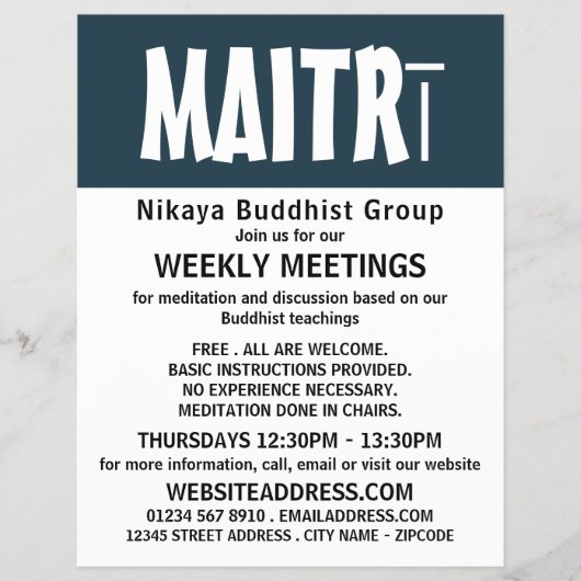 Prospectus 21,6 Cm X 24,94 Cm Flyer publicitaire moderne, groupe bouddhiste (Devant)