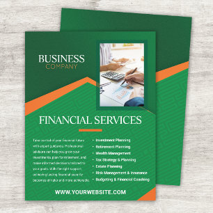 Prospectus 21,6 Cm X 24,94 Cm Flyer vert professionnel avec rayure orange