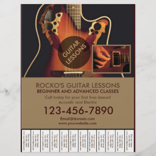 Prospectus 21,6 Cm X 24,94 Cm Flyers de cours de guitare professionnels personna