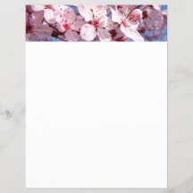 Flyers de printemps papier Pink Tree Blossoms Blue