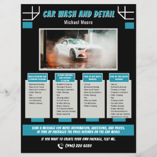 Prospectus 21,6 Cm X 24,94 Cm Forfait de prix de detailing de lavage de voiture