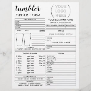 Prospectus 21,6 Cm X 24,94 Cm Formulaire de commande de gobelet Tumbler