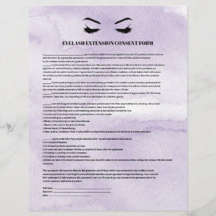 PROSPECTUS 21,6 CM X 24,94 CM FORMULAIRE DE CONSENTEMENT POUR EXTENSIONS DE CILS