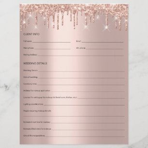 Prospectus 21,6 Cm X 24,94 Cm Formulaire de consultation de mariage de maquillag