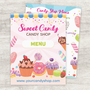 Prospectus 21,6 Cm X 24,94 Cm Fun Candy Shop Menu Flyer