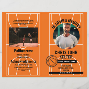 Prospectus 21,6 Cm X 24,94 Cm Funérailles Ordre de service Basket-ball de durée