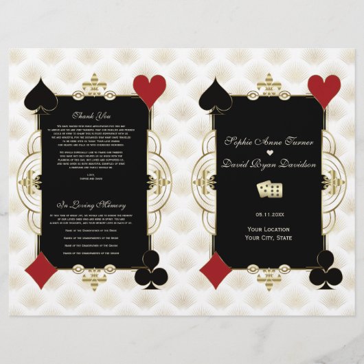 Prospectus 21,6 Cm X 24,94 Cm Glam Gold Casino Vegas Wedding Program (Devant)