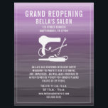 Prospectus 21,6 Cm X 24,94 Cm Grand Reopening Purple ombre<br><div class="desc">Illustration of a blow dryer,  curling iron,  and bobby pins over a watercolor inspired purple ombre background. Personalize the text.</div>
