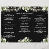 Prospectus 21,6 Cm X 24,94 Cm Greenery String Lights Trifold Wedding Program (Dos)