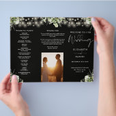 Prospectus 21,6 Cm X 24,94 Cm Greenery String Lights Trifold Wedding Program (main)