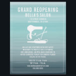 Prospectus 21,6 Cm X 24,94 Cm Hair Salon Grand Reopening ombre<br><div class="desc">Illustration of a blow dryer,  curling iron,  and bobby pins over a watercolor inspired aqua ombre background. Personalize the text.</div>