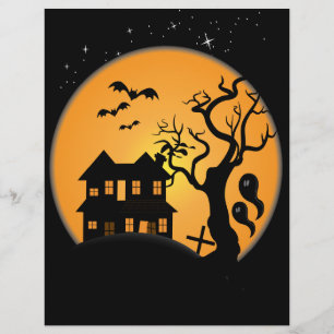 Prospectus 21,6 Cm X 24,94 Cm Halloween éffrayant hanté vecteur de scène de mais