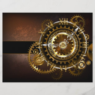 Prospectus 21,6 Cm X 24,94 Cm Horloge Steampunk avec engrenages antiques