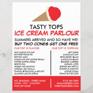 Prospectus 21,6 Cm X 24,94 Cm Ice Crème de glace, Cone, Glace Cream Parlor Publi