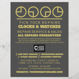 Prospectus 21,6 Cm X 24,94 Cm Icônes de visage de l'horloge, Horologue publicité
