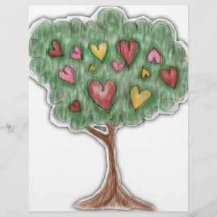 Prospectus 21,6 Cm X 24,94 Cm Illustration d'un arbre au cœur féminin mignon