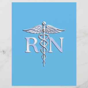 Prospectus 21,6 Cm X 24,94 Cm Infirmière inscrite RN Caduceus sur Baby Blue
