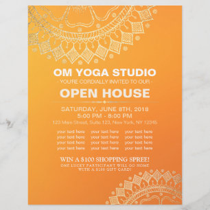 Prospectus 21,6 Cm X 24,94 Cm Instructeur de méditation Yoga Gold Mandala Open H
