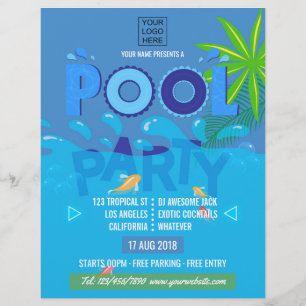 Prospectus 21,6 Cm X 24,94 Cm Invitation à la fête d'été de la piscine d'entrepr