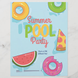 Prospectus 21,6 Cm X 24,94 Cm Invitation à une fête au bord de la piscine en été