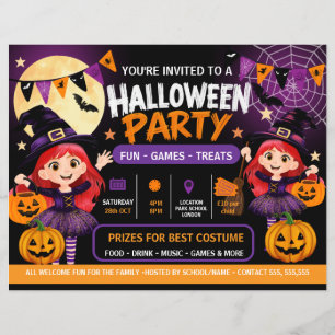 Prospectus 21,6 Cm X 24,94 Cm Invitation à une fête d'Halloween pour enfants   M