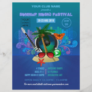 Prospectus 21,6 Cm X 24,94 Cm Invitation de fête de plage du club d'été avec pho