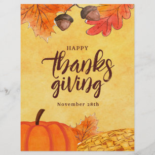 Prospectus 21,6 Cm X 24,94 Cm Invitation de Thanksgiving sur les réseaux sociaux