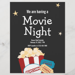 Prospectus 21,6 Cm X 24,94 Cm Invitation pour une soirée cinéma vintage cool ave