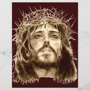 Prospectus 21,6 Cm X 24,94 Cm Jésus-Christ avec une couronne d'épines