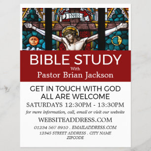 Prospectus 21,6 Cm X 24,94 Cm Jesus on the Cross, Christian Bible Class Advert