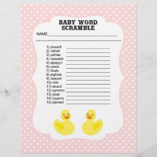 Prospectus 21,6 Cm X 24,94 Cm Jeu baby shower Word Scramble