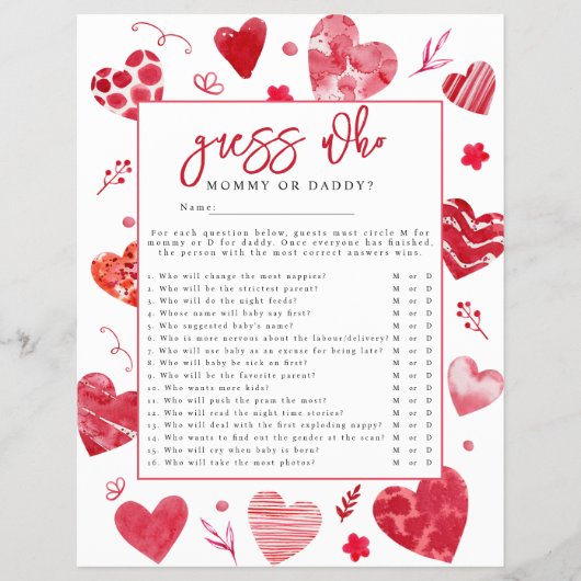 Prospectus 21,6 Cm X 24,94 Cm Jeu de Baby shower "Devinez qui" (Devant)